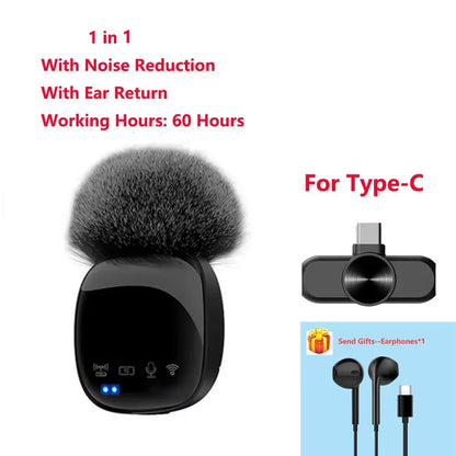 New R8 Wireless Lavalier Microphone Portable Audio Video Recording Mini Mic for Iphone Android Live Broadcast Gaming Phone Mic