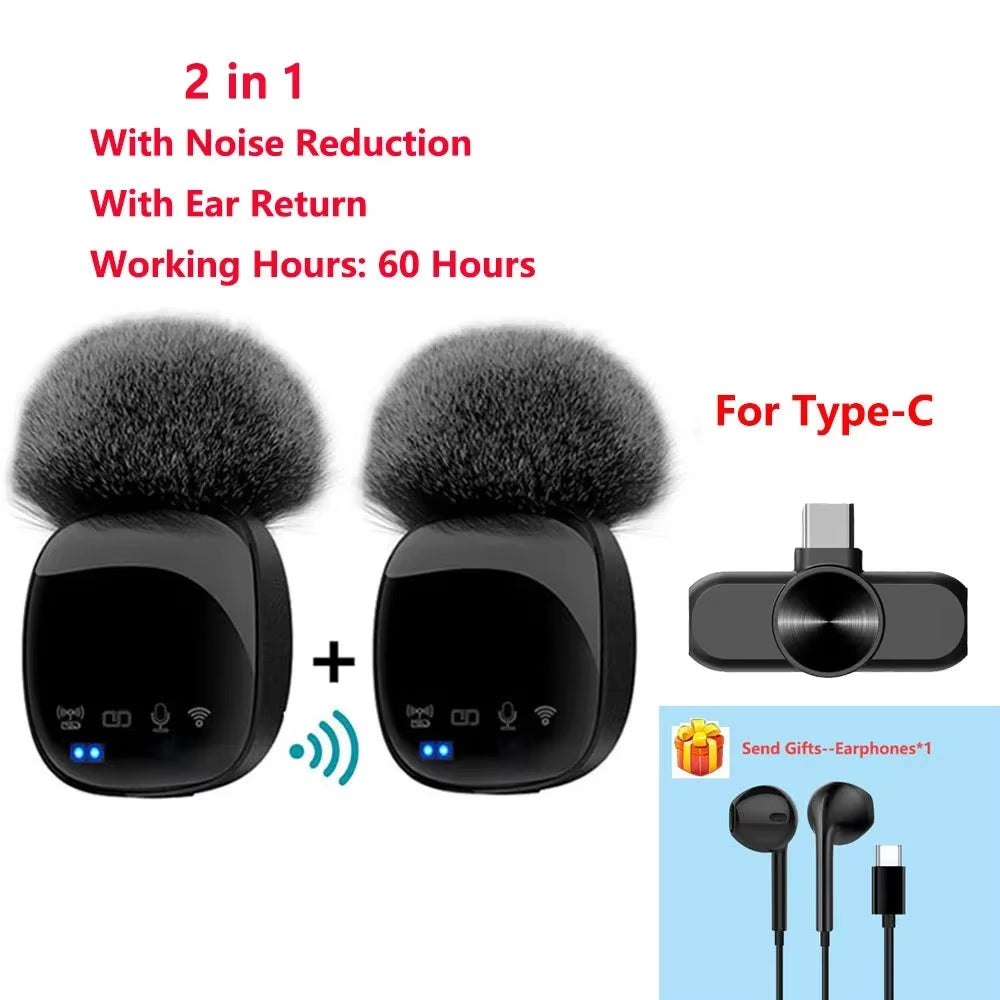 New R8 Wireless Lavalier Microphone Portable Audio Video Recording Mini Mic for Iphone Android Live Broadcast Gaming Phone Mic